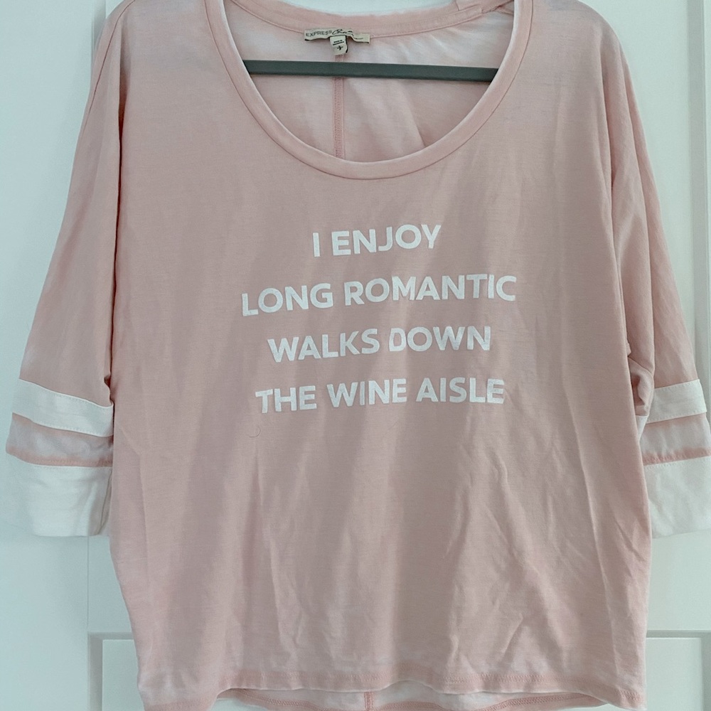 Express blush pink baseball tee size S
